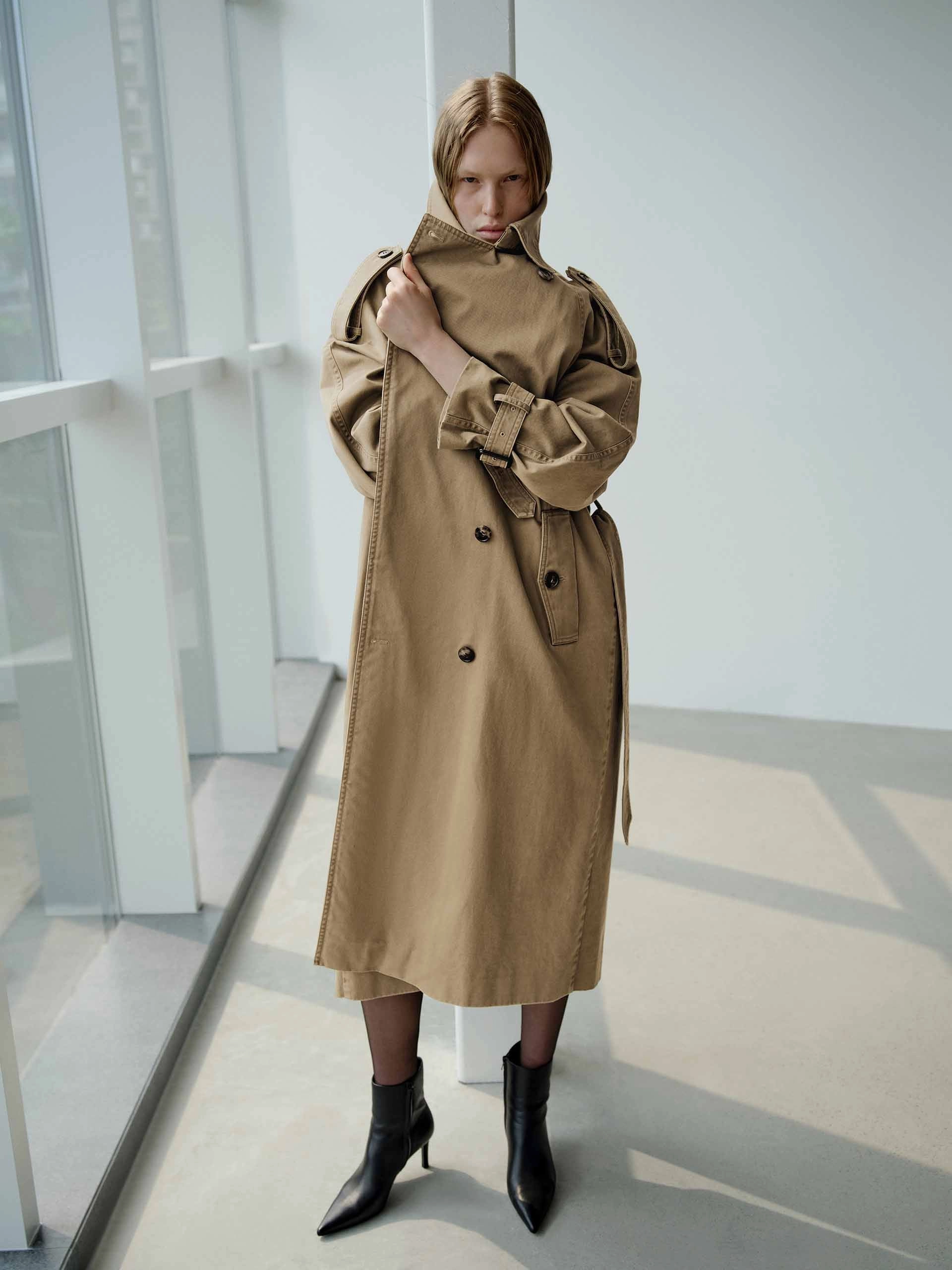 Double Breasted Trench Coat Collapsible Packable Style Changeable Style
