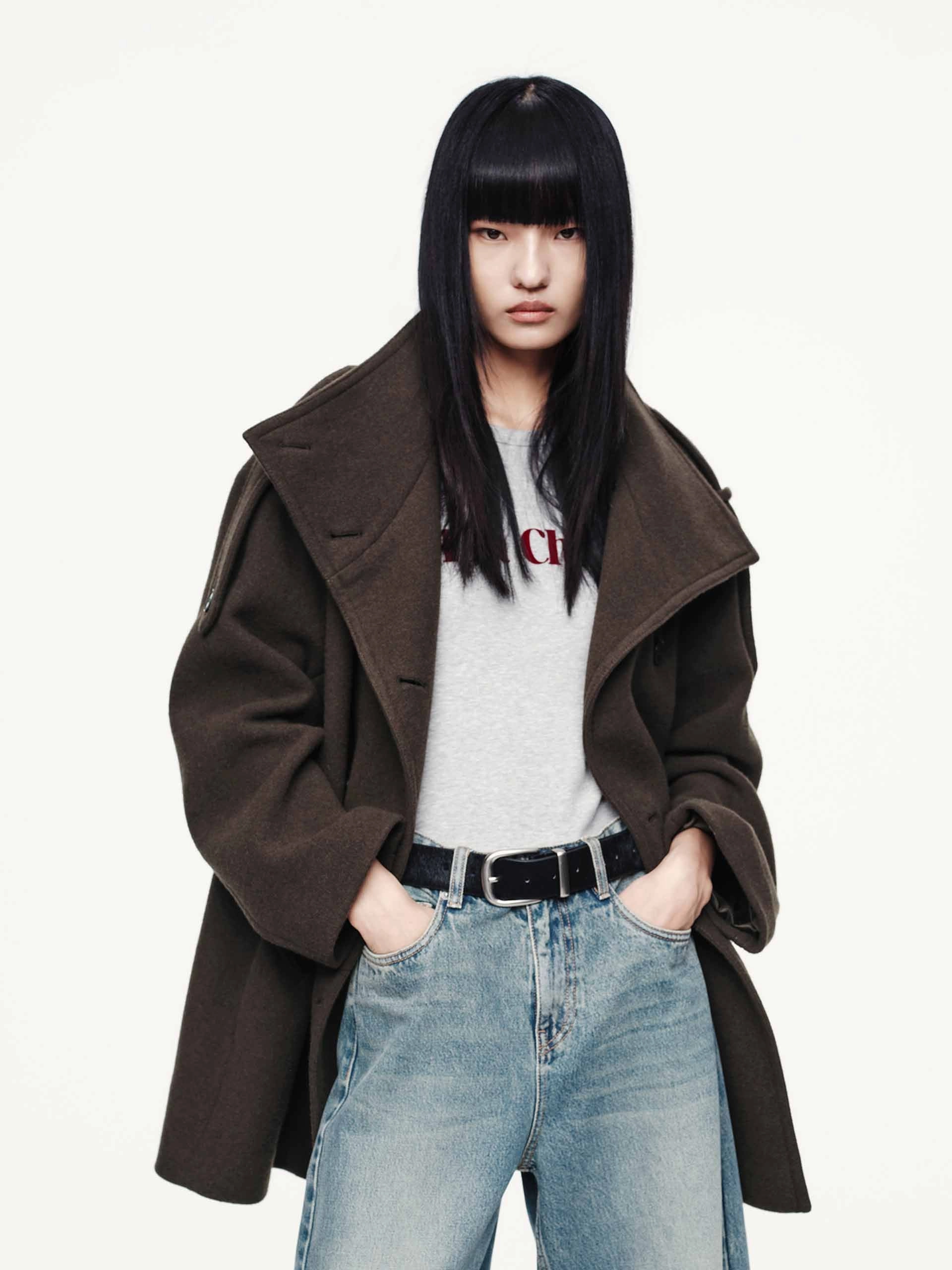 Double Breasted Wool Blend Coat EasyClean Coating