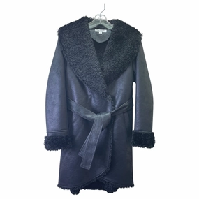 Mid Season Wear Coat Faux Fur & Sherpa By Via Spiga In Black, Size:Xs