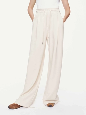 Cotton Drawstring Relaxed Trousers Laser Cut Edges Street Active