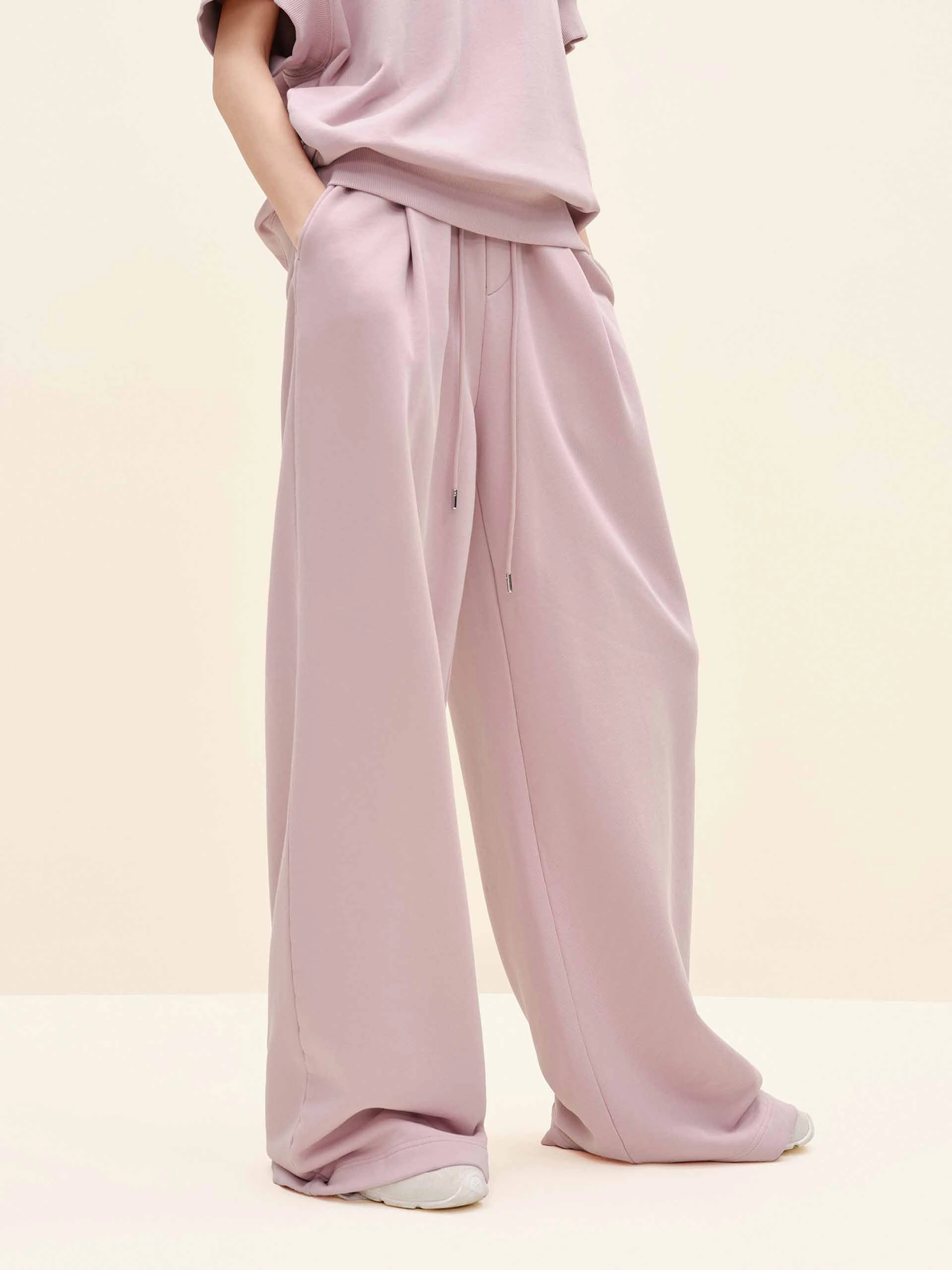 Cotton Drawstring Relaxed Trousers No Wrinkle Active Layers