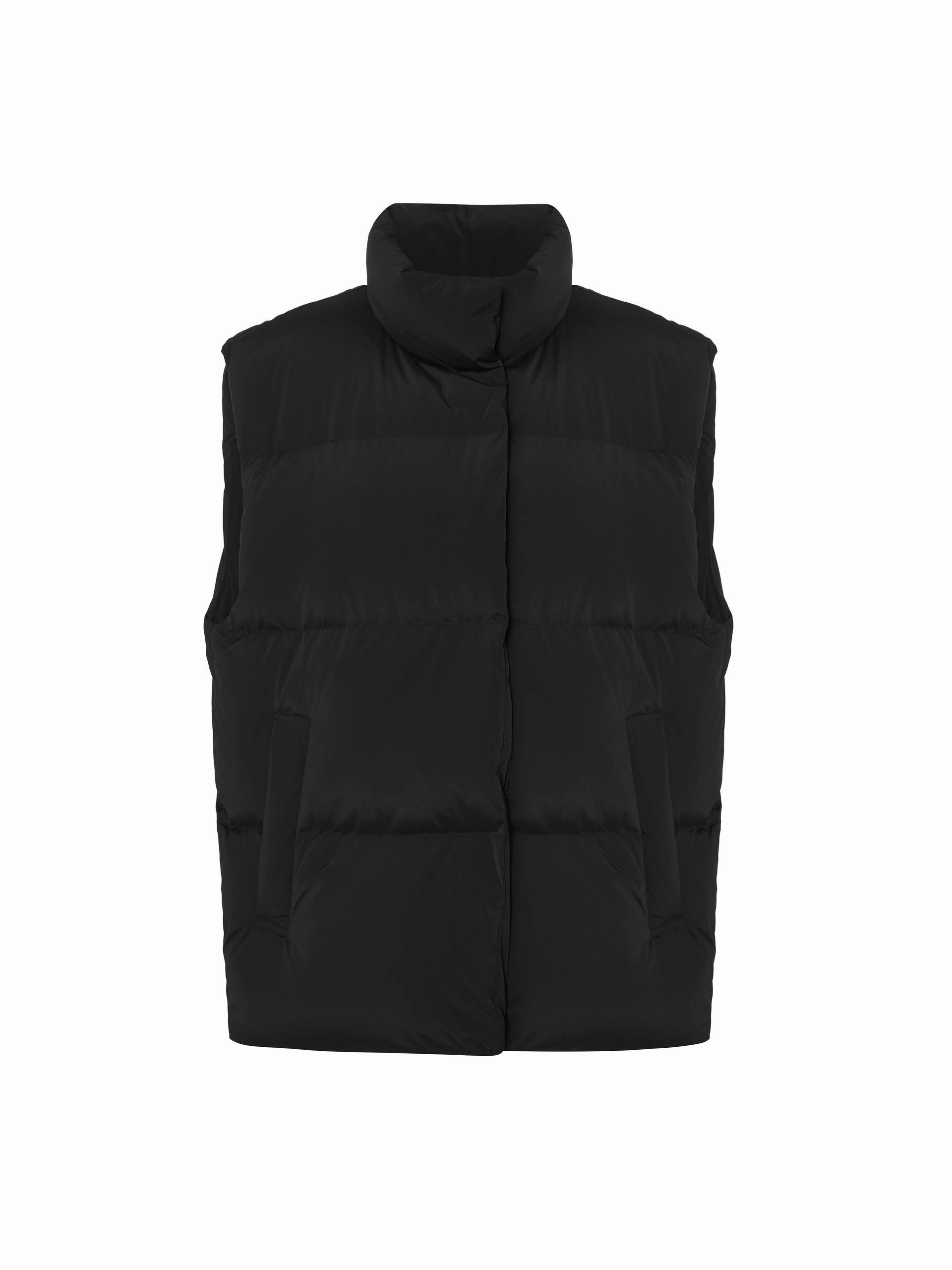 Down Feather Quilted Vest Taped Seams Slim Tailored