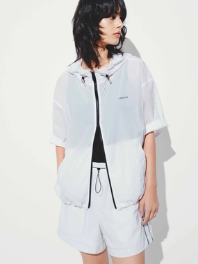 Drawstring Hem Hooded Coat Ski Use