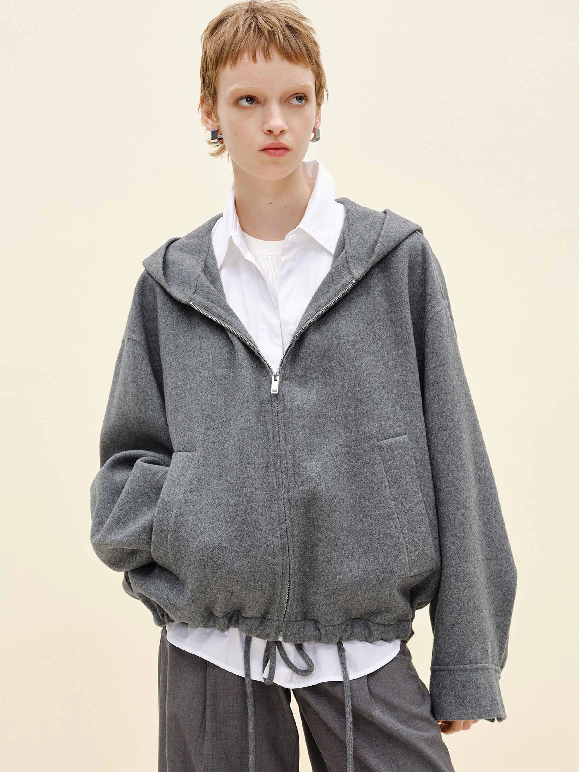Stretch Enhanced Mobility Zones Drawstring Hem Hooded Coat