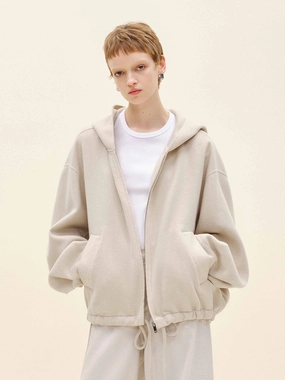 Drawstring Hem Hooded Coat Moisture Wicking Material