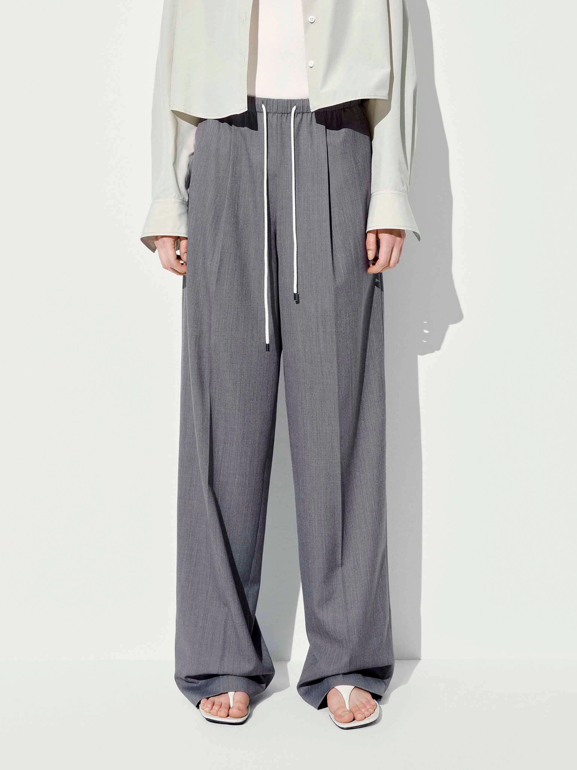 Effortless Fit BreathableFabric Drawstring Straight Cut Trousers