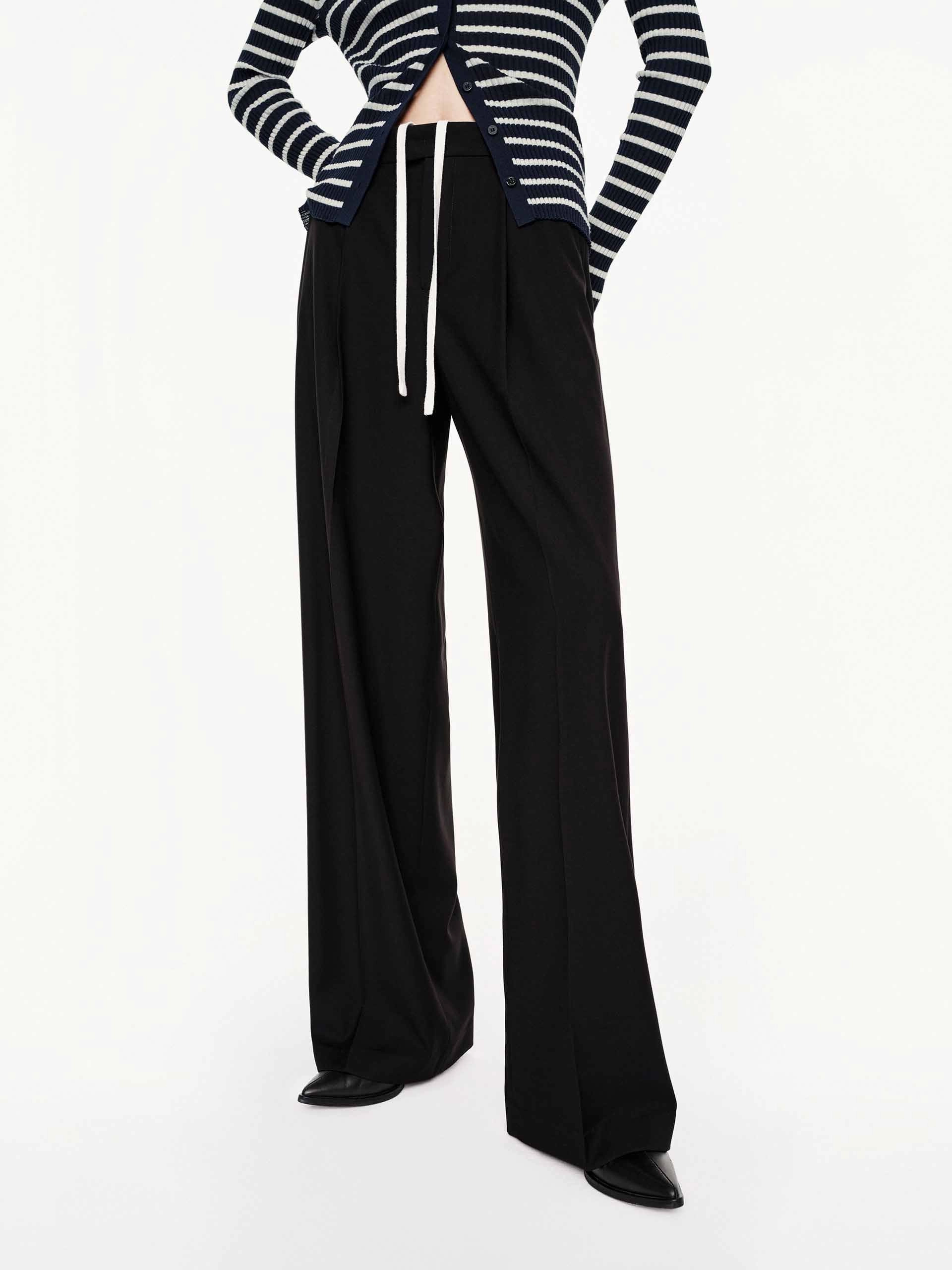 Drawstring Straight Trousers Quick Access Pockets