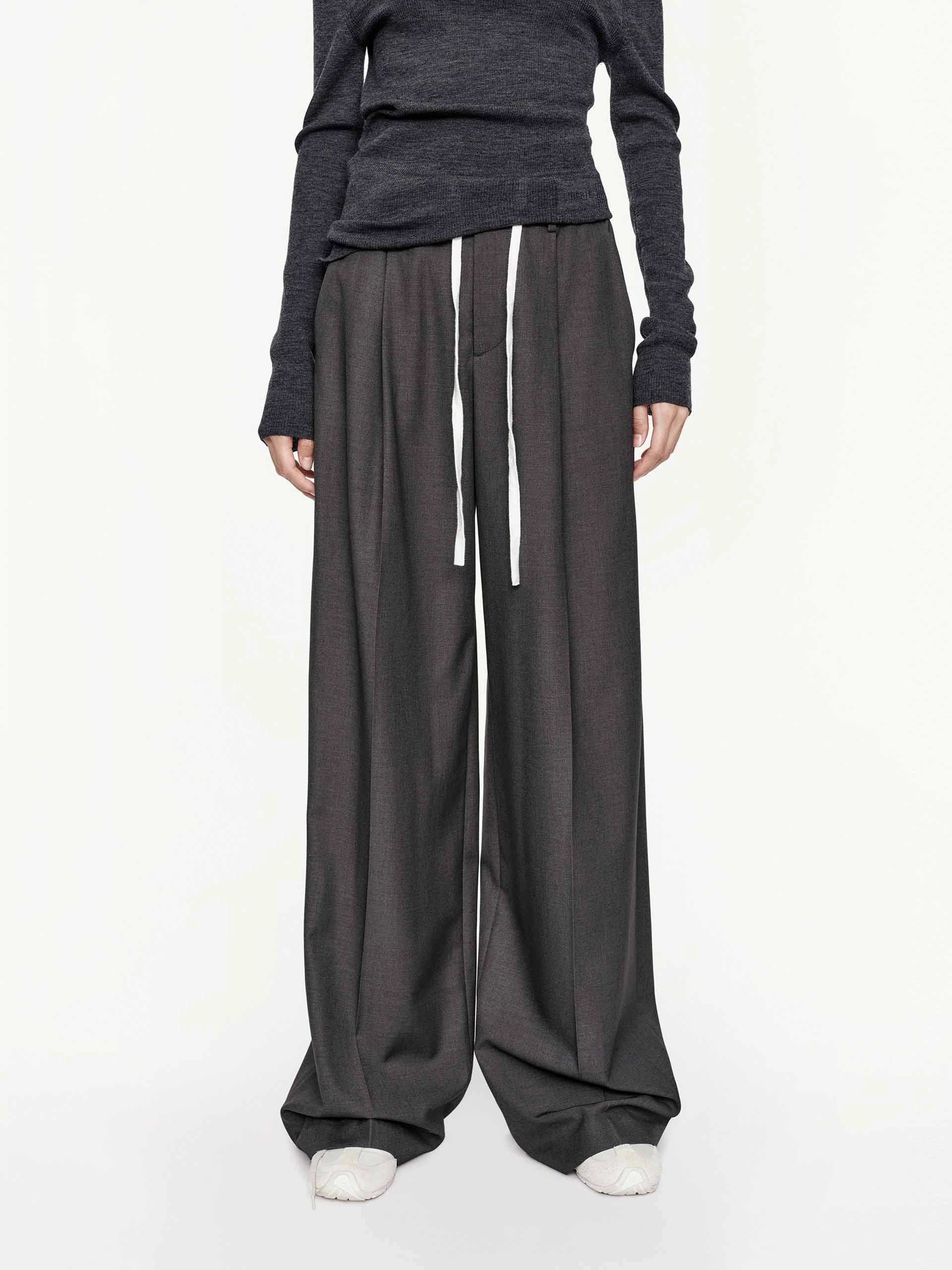 Form Fitting Drawstring Straight Trousers