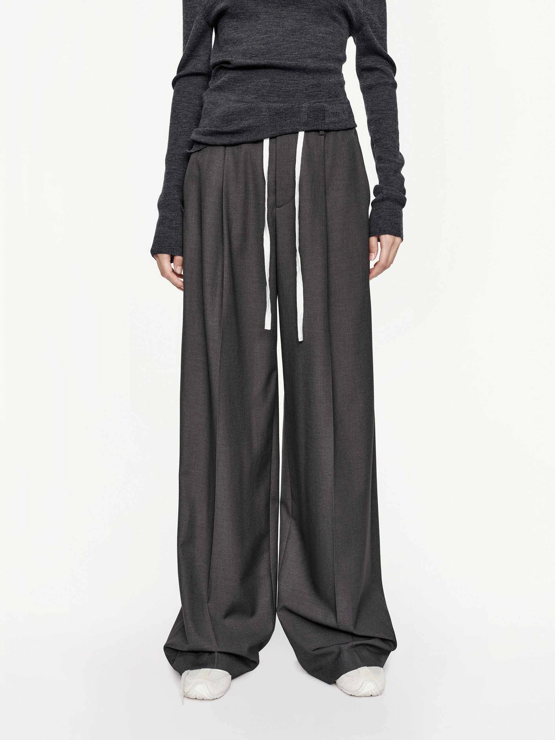 Work Flex Drawstring Straight Trousers