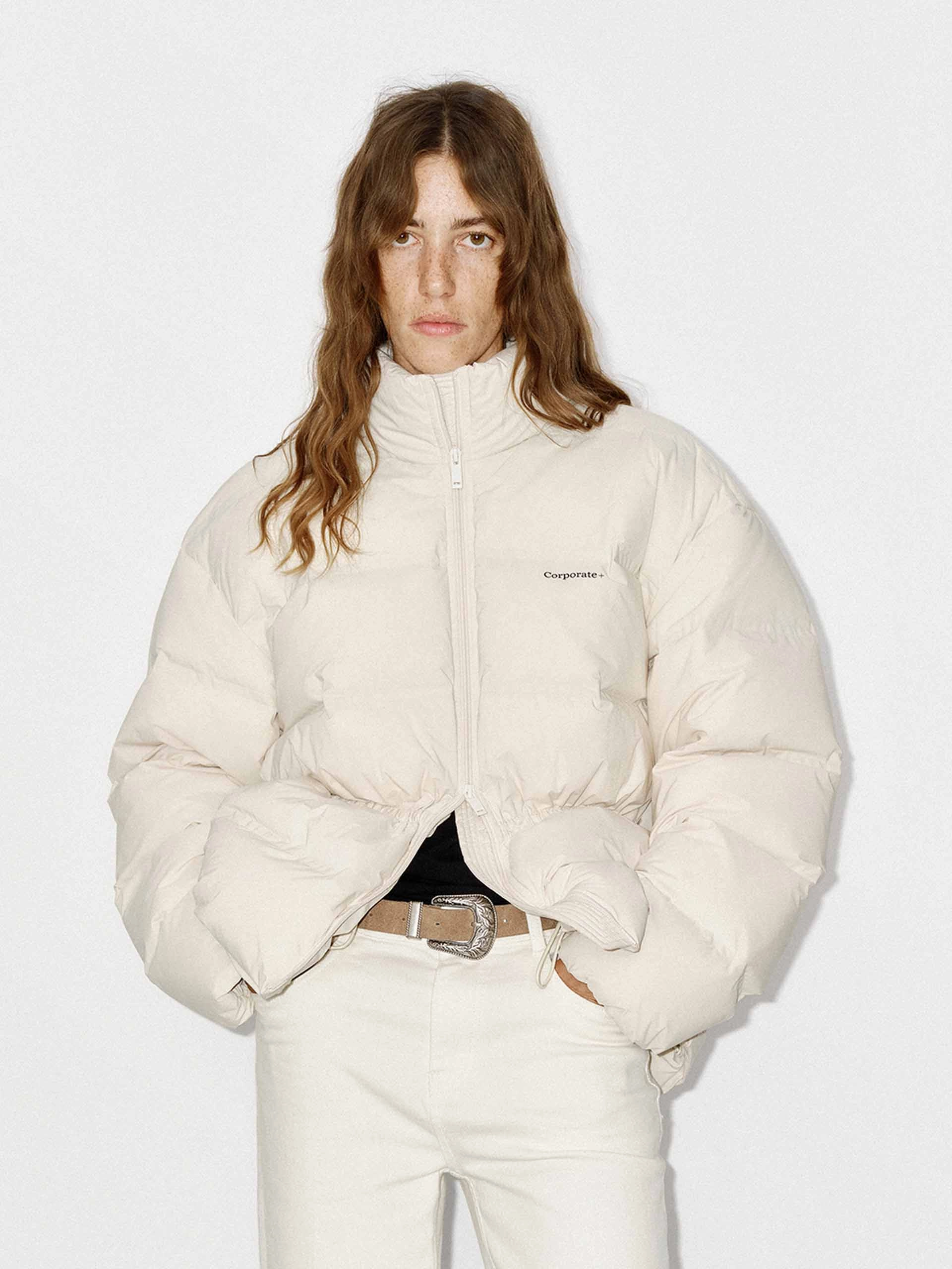 Drawstring Waist Down Jacket Windproof Material