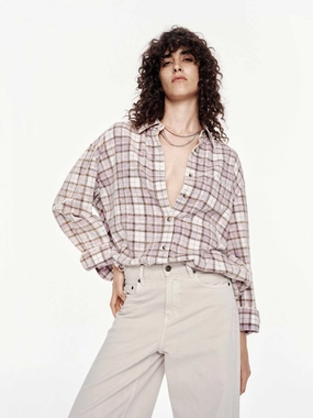 Distressed Cotton Plaid Shirt Autumn Look Flex Fit Collar