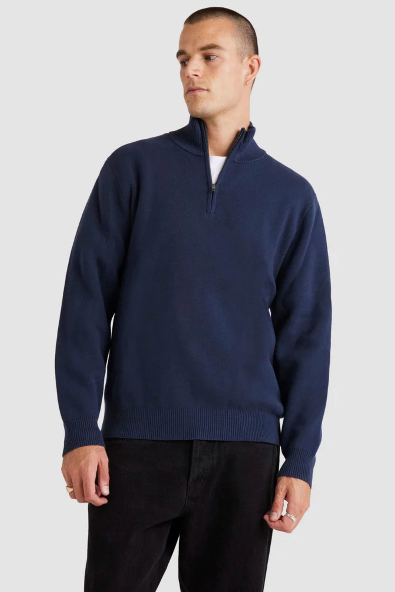 Duke Quarter Zip Moody Blue Waterproof Coating Anti Static Weave
