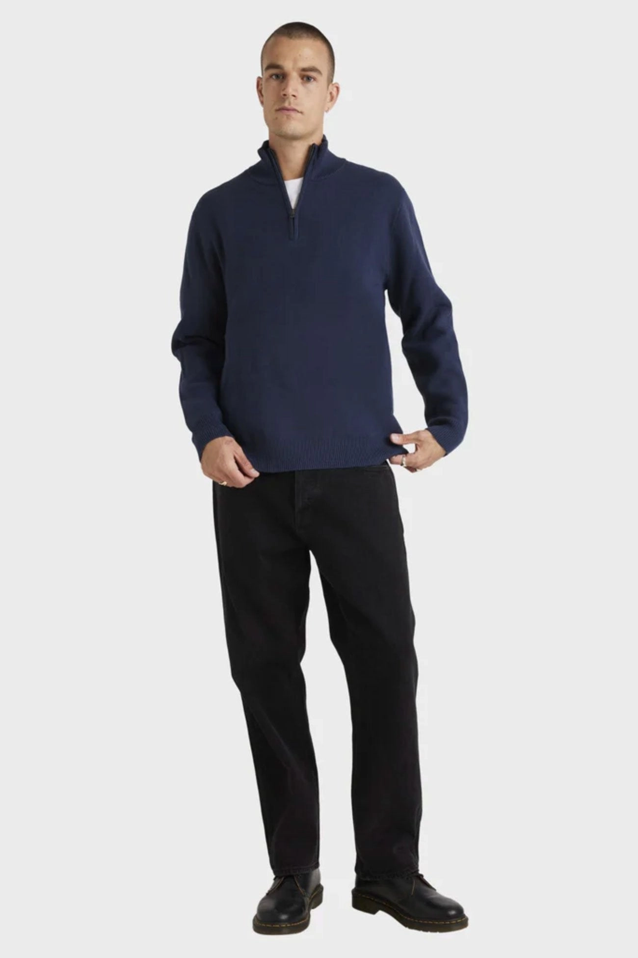 Duke Quarter Zip Moody Blue Noise Free Fabric