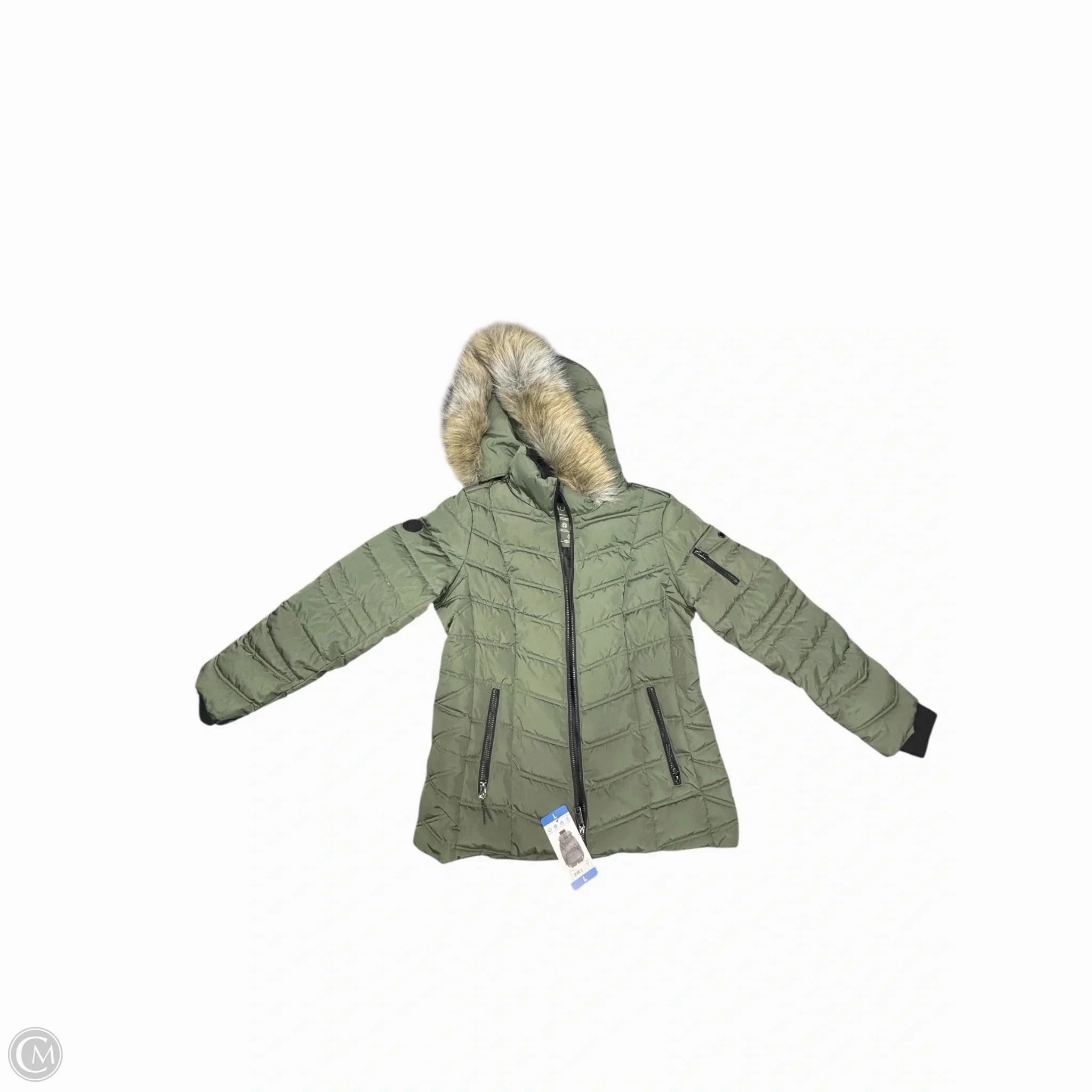 Seamless Shoulder Construction Coat Puffer & Quilted By Nautica In Green, Size: L