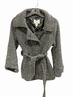 Glow In The Dark Accents Noise Reduciting Fabric Coat Peacoat By White House Black Market In Black & White, Size: Xs