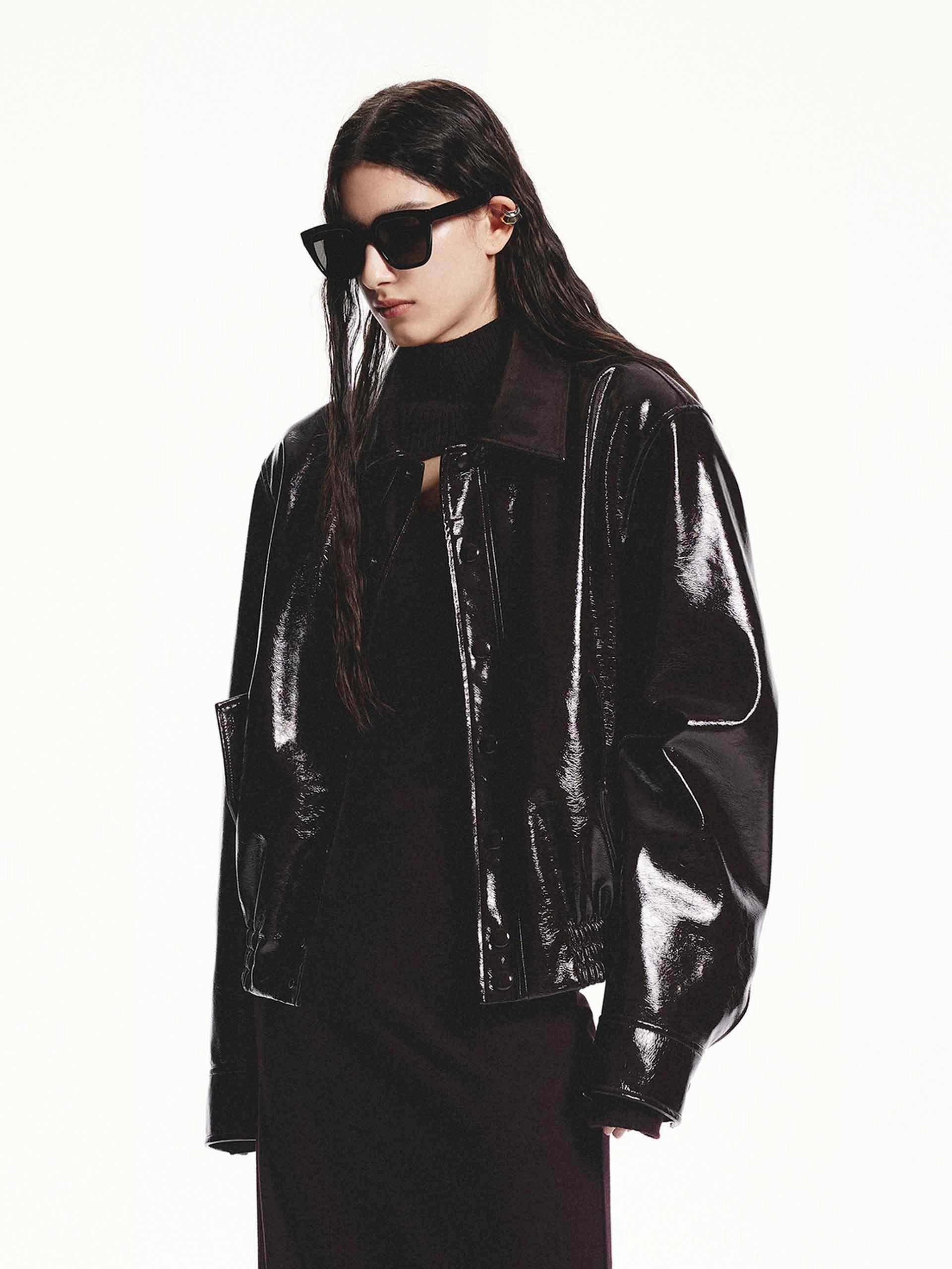 Cozy Comfort Snap Button Leather Jacket