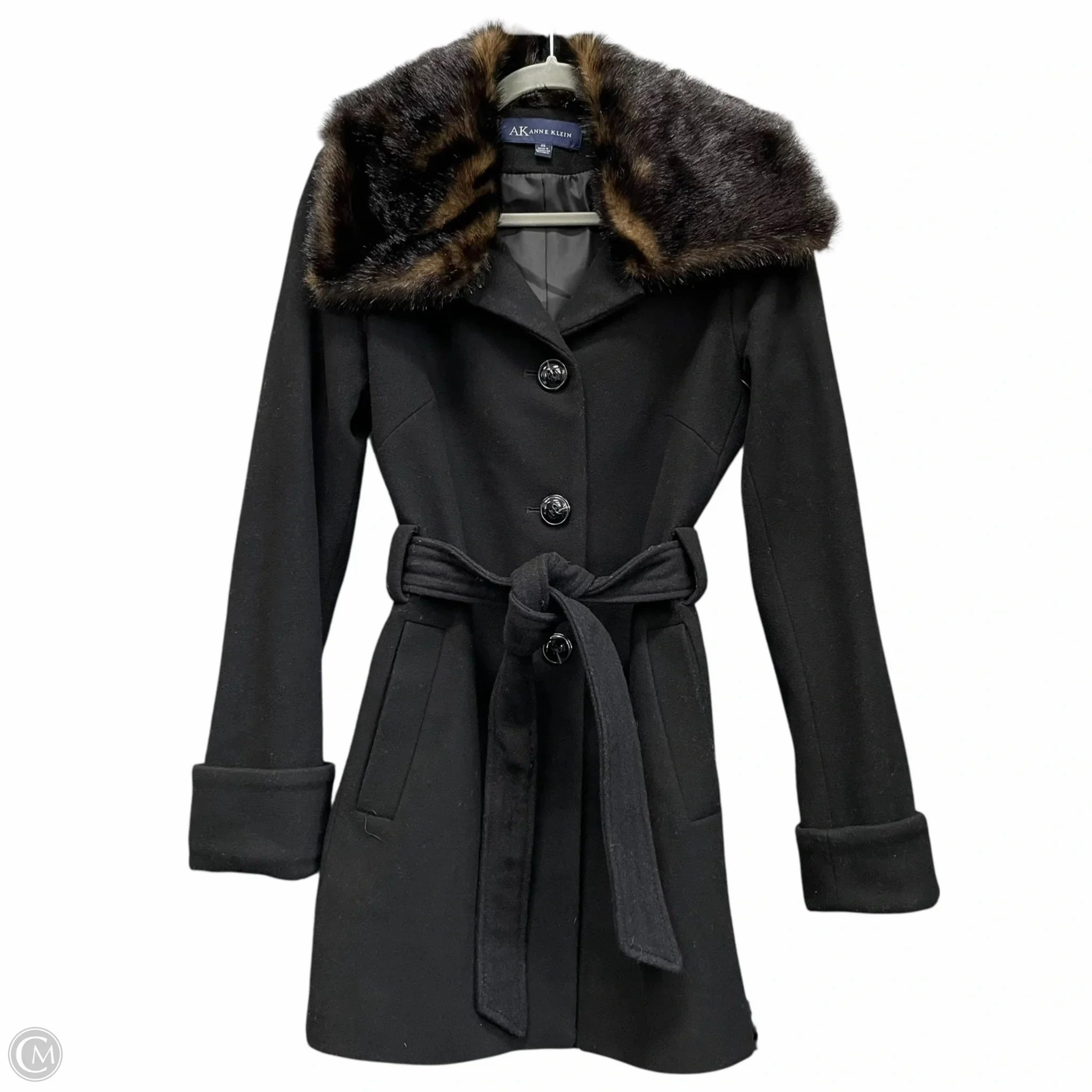 Double Layered Coat Peacoat By Anne Klein In Black, Size: Xs