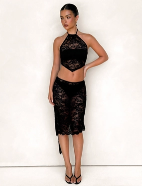 SIYA LACE TOP - BLACK : LACE : BLACK LACE Cool Touch