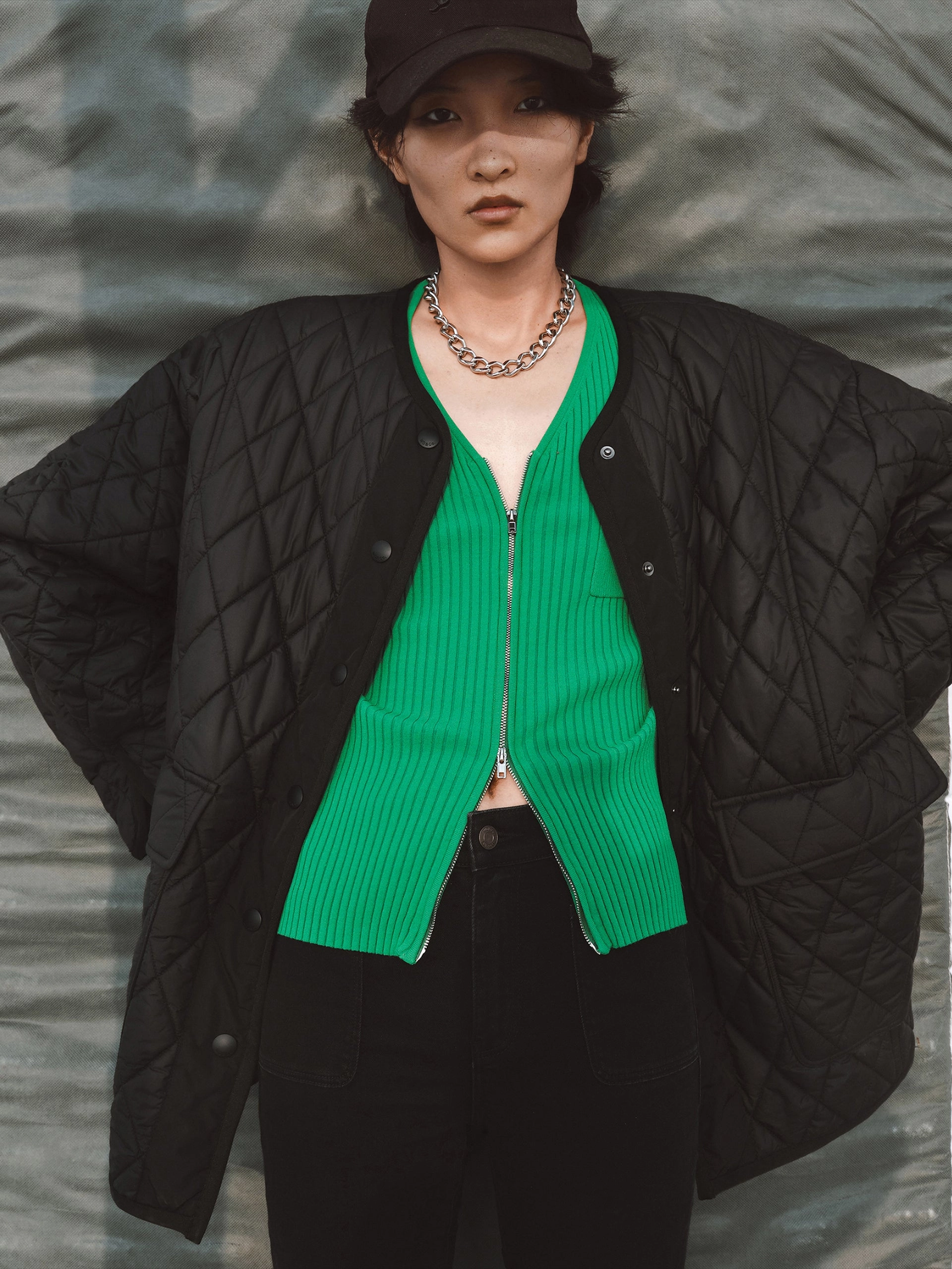 Contrast Plaid Midi Coat Lightweight Windbreaker Tech