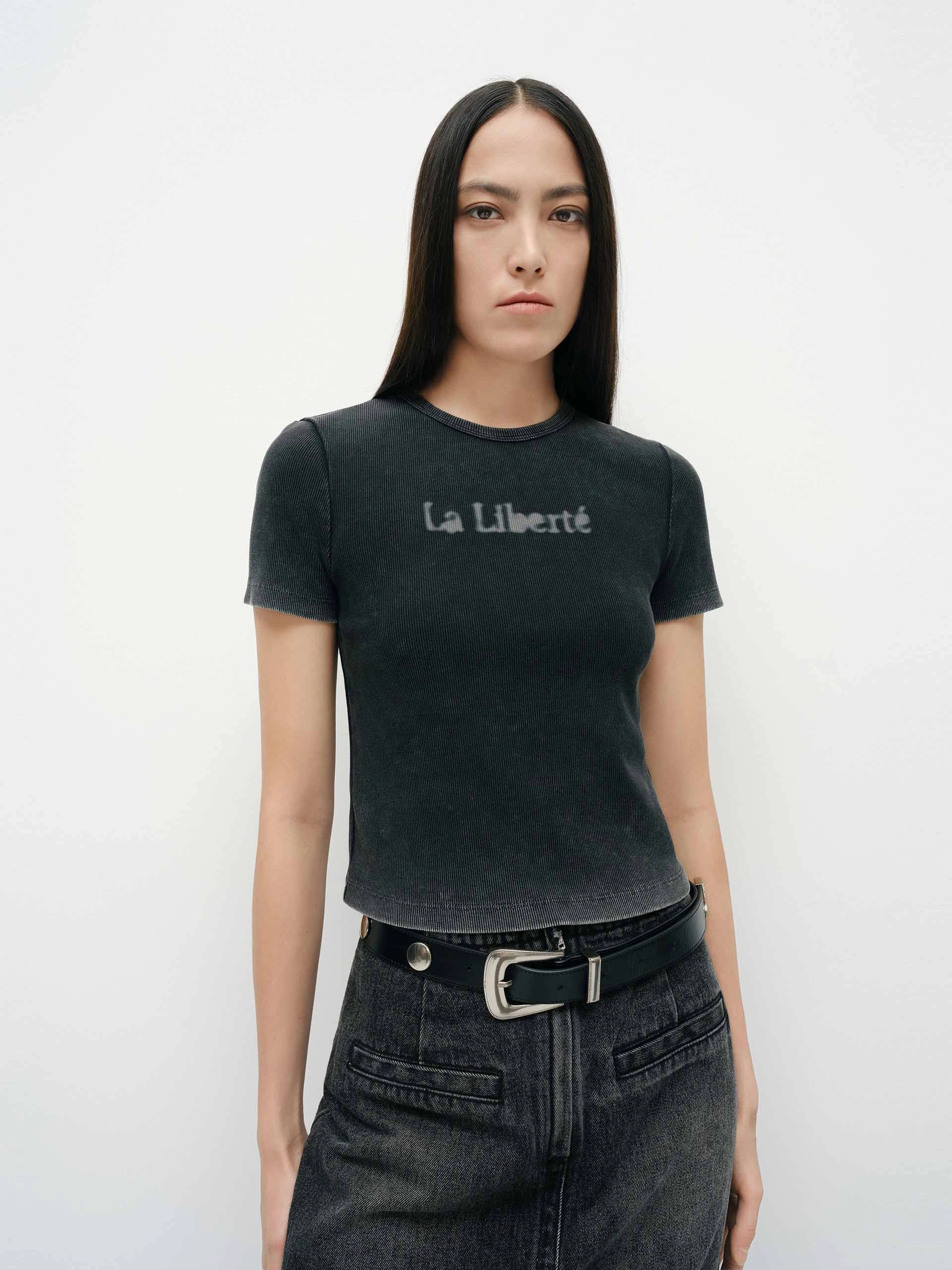 Front Letter Cropped T-shirt Everyday Look Wear Performance Wear Fit