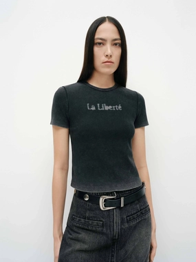 Front Letter Cropped T-shirt Everyday Look Wear Performance Wear Fit