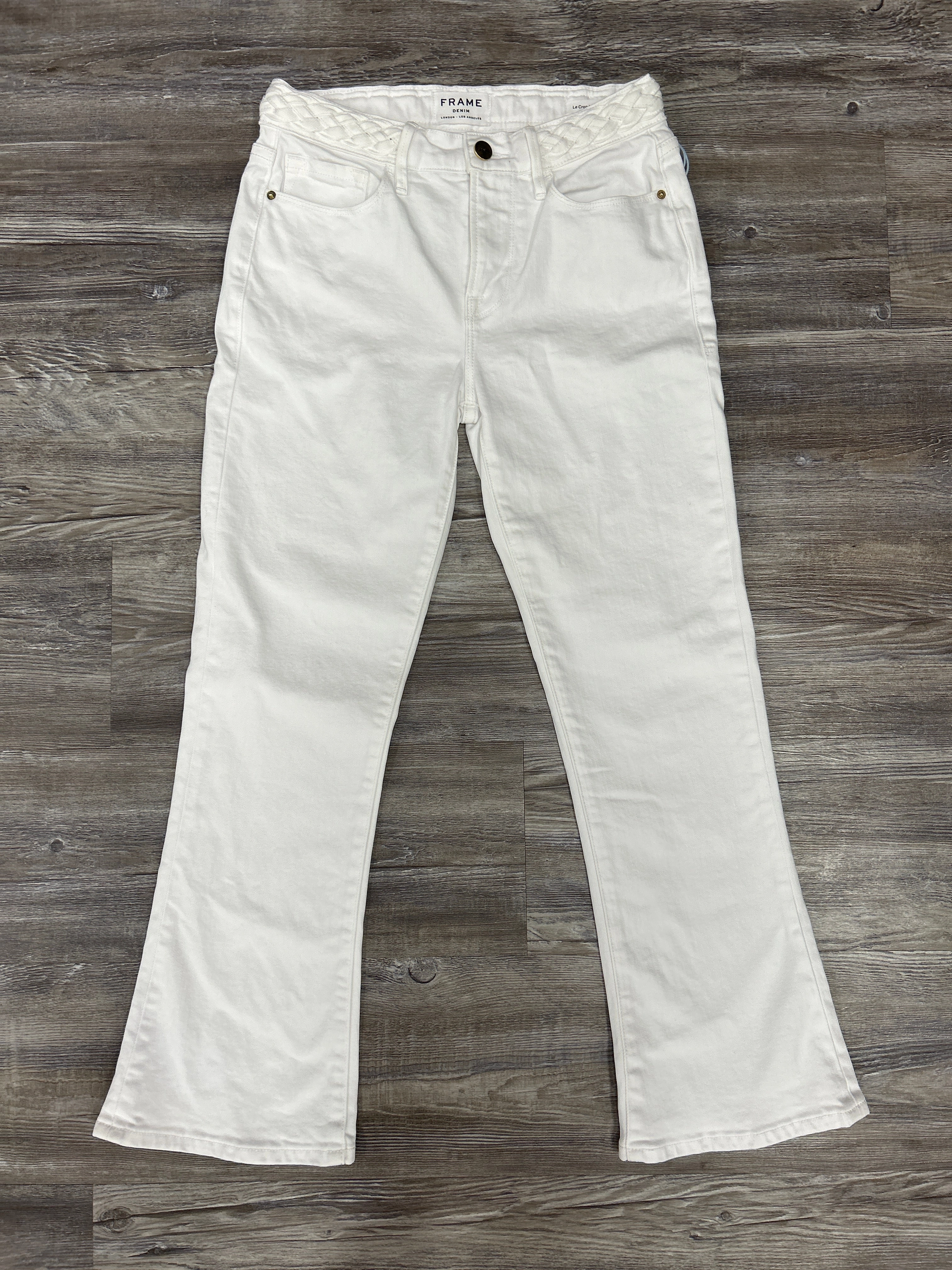 Office Wear Trendy Home Comfort Casual Edge White Jeans Designer Frame, Size 0