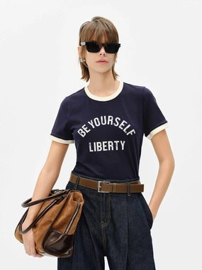 Contrast Trim Letter T-shirt Sporty essentials