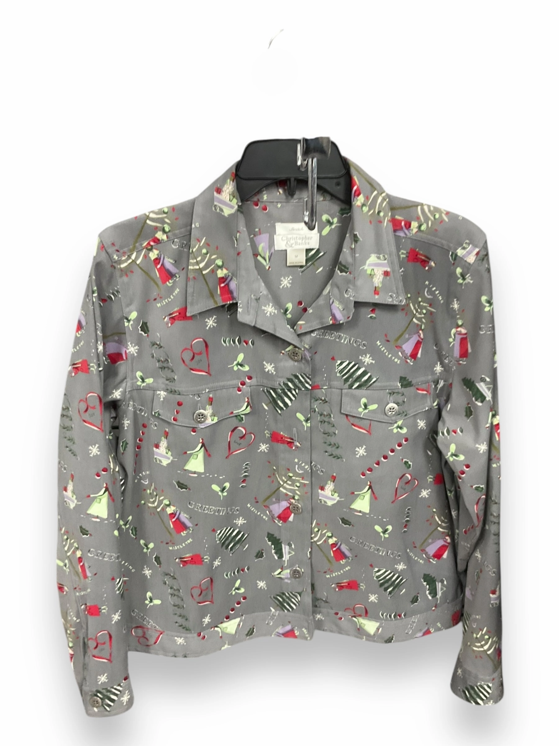 Double Stitch Seams Essential City Look Jacket Other By Christopher And Banks In Green & Grey, Size: M
