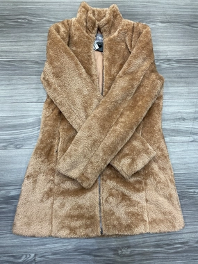 Flexible Shoulder Design Coat Faux Fur & Sherpa By Bass In Brown, Size: M