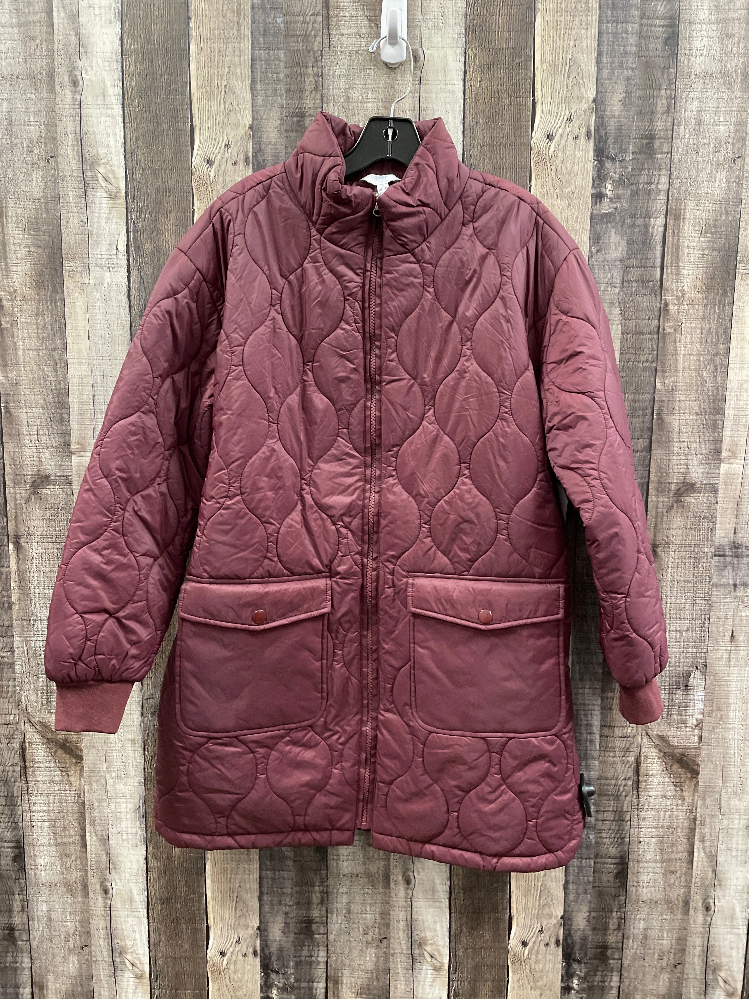 Comfortable Feel Compact Travel Friendly Coat Puffer & Quilted By Time And Tru In Maroon, Size: L