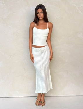 EMELYN MIDI SKIRT - CREAM Sophisticated Touch
