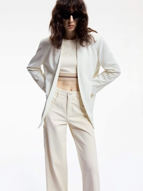 ScratchResistant Zippers Tailored Blazer Without Lapel