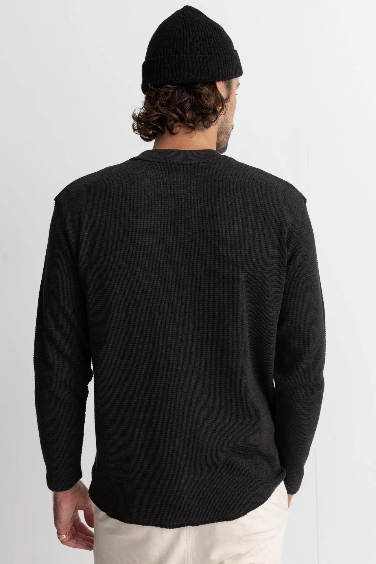 Classic Waffle Knit Vintage Black Durable Fabric