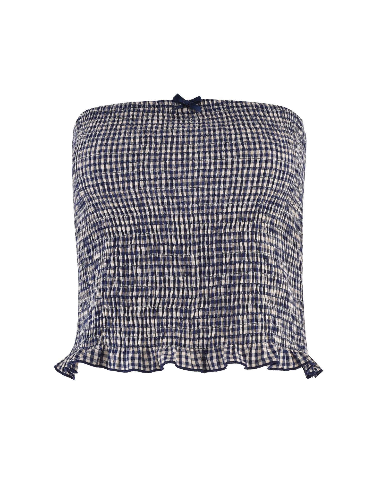 Smooth Layering Beauty Feel ERYNN TOP - NAVY GINGHAM