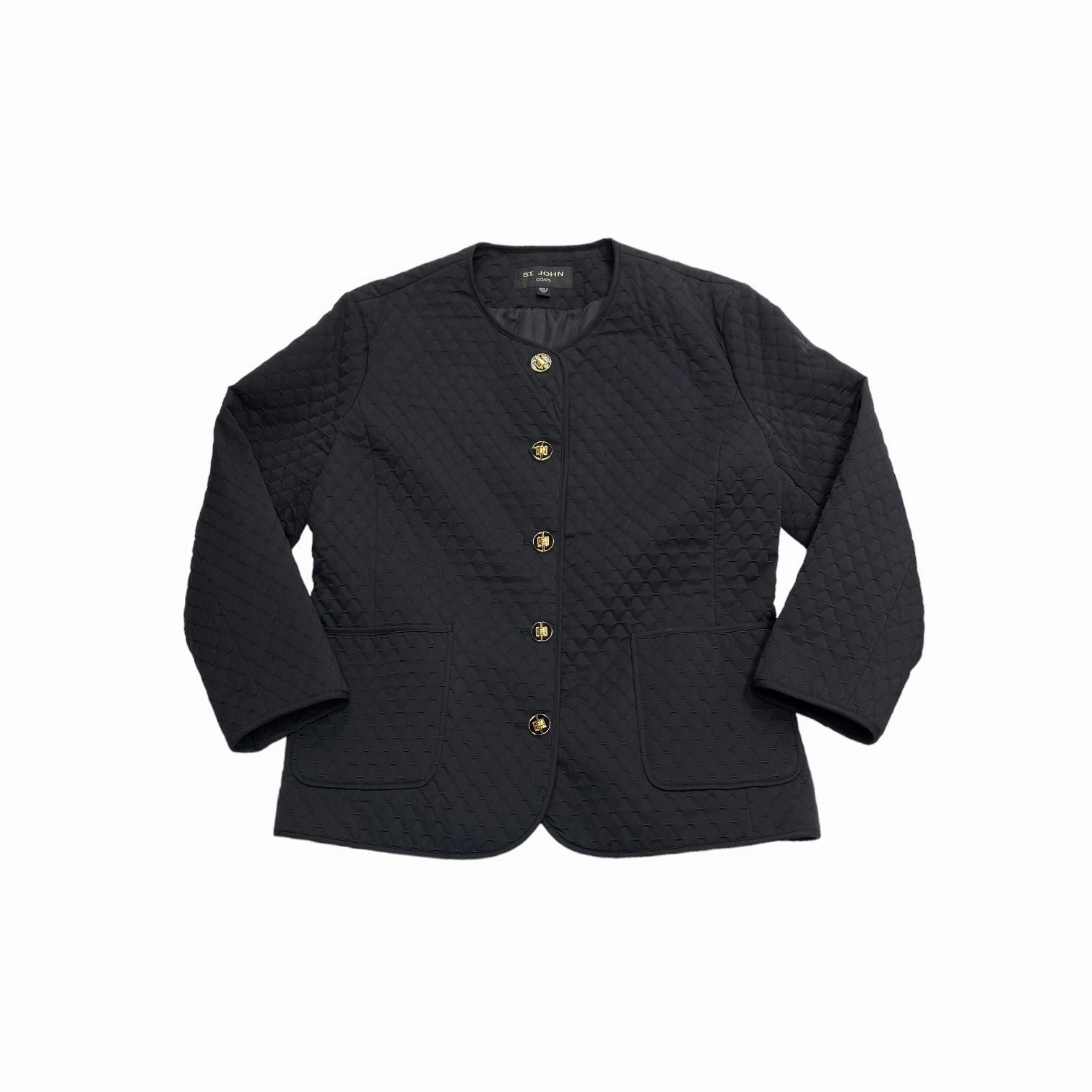 InterchangeablePanels Coat Designer By St John Collection In Black & Gold, Size: Xl