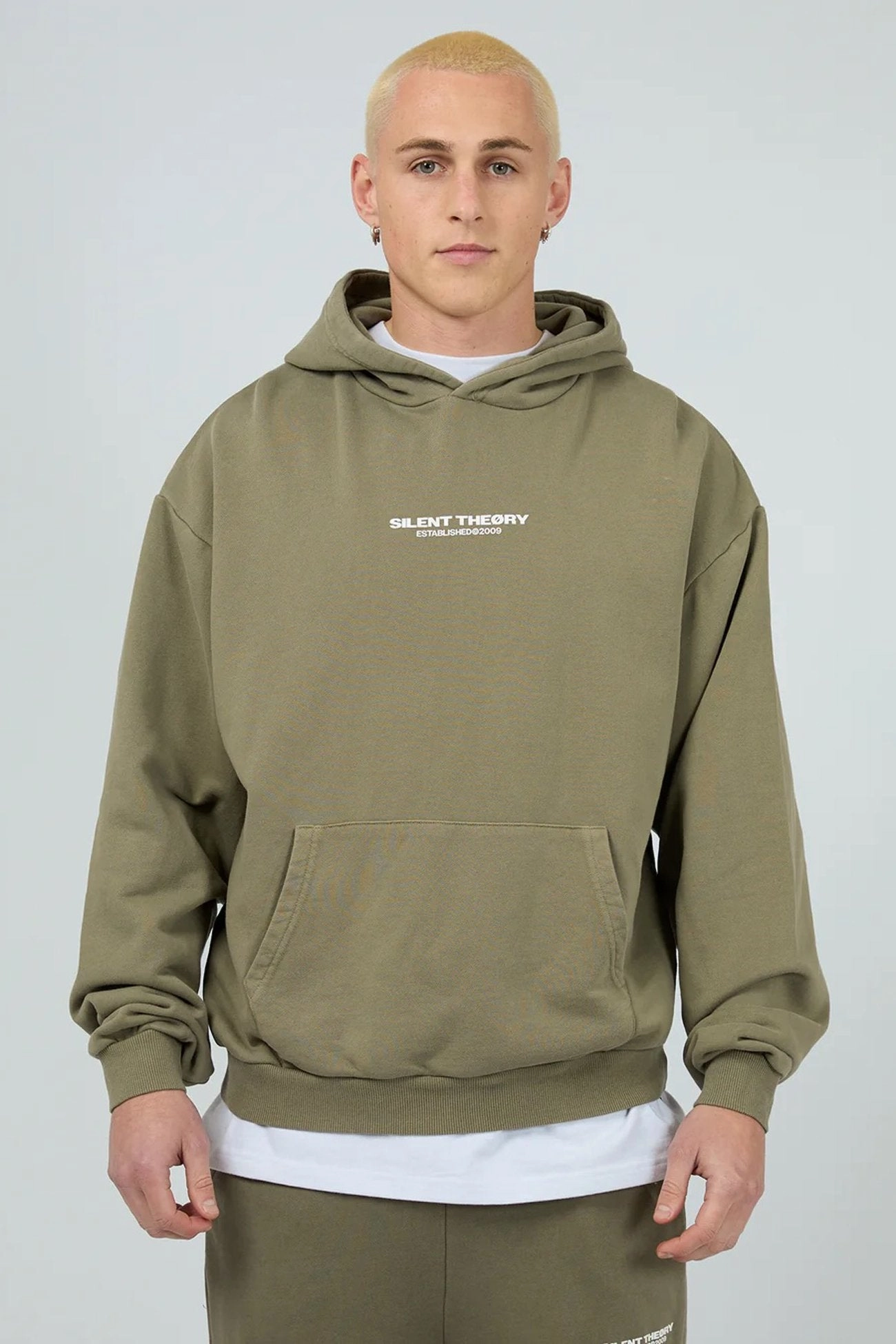 Essential Theory Hoodie Khaki Clean Edge Piece Flexible Fit Engineering