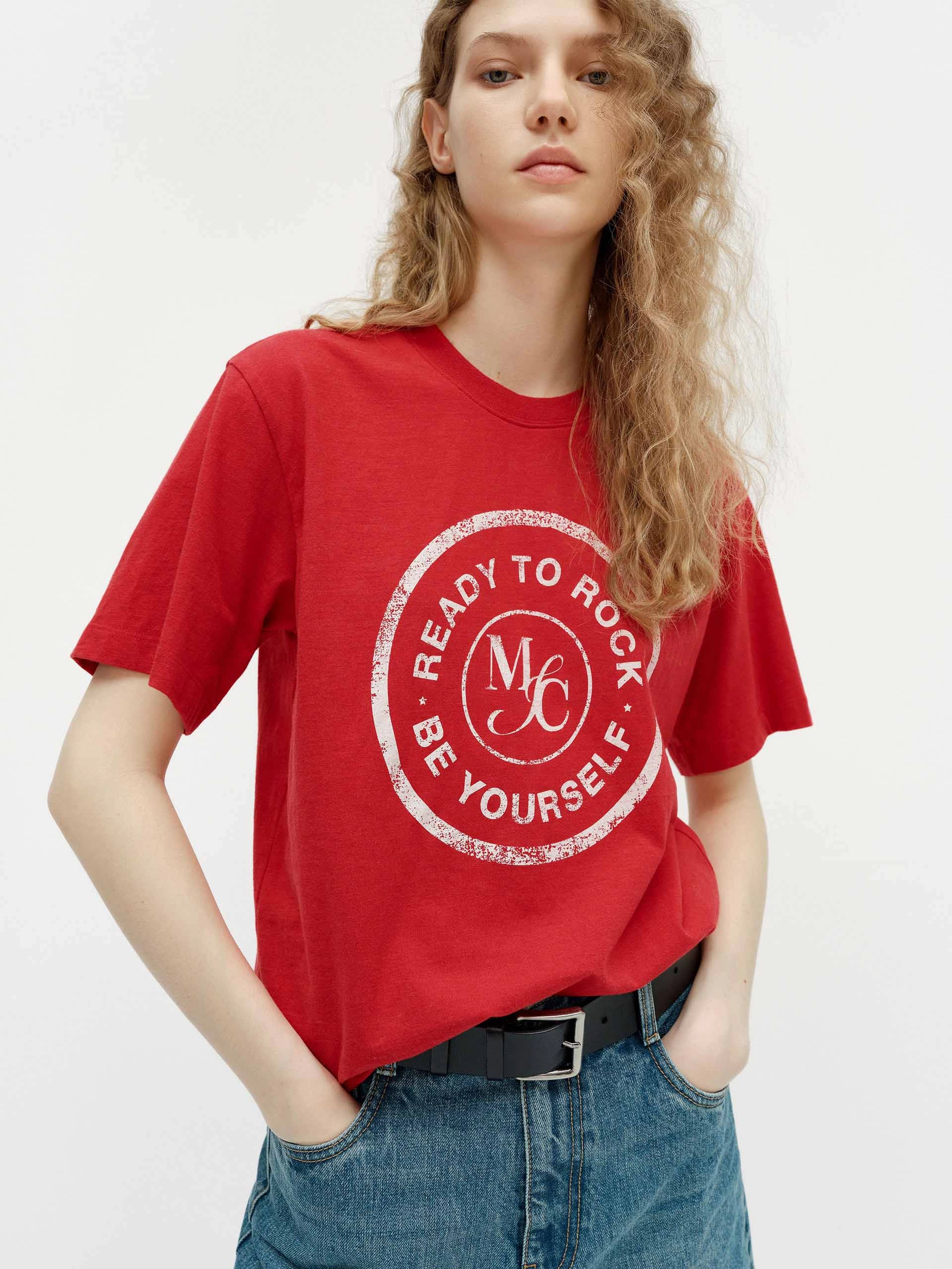 Crew neck classic Trendy Basics Letter Print Loose T-shirt