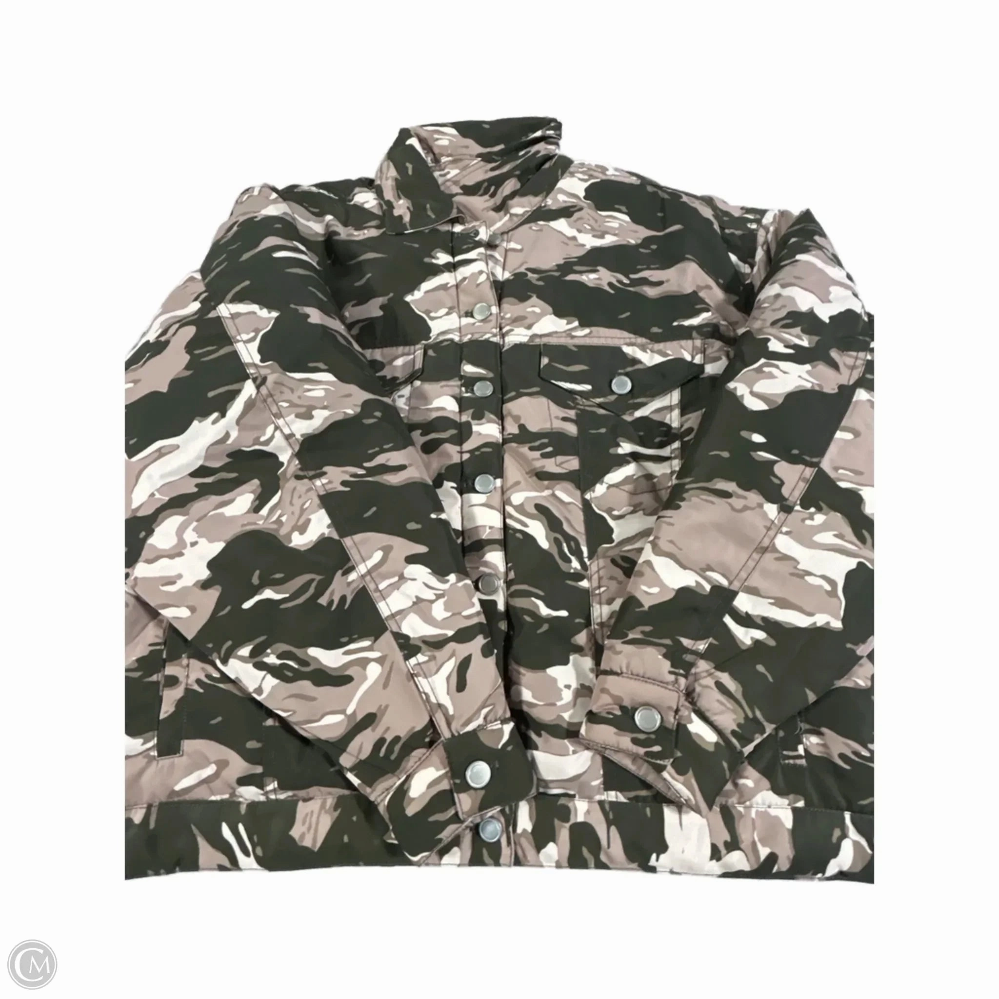 Wrinkle Resistant Coat Faux Fur & Sherpa By Good American In Camouflage Print, Size: S