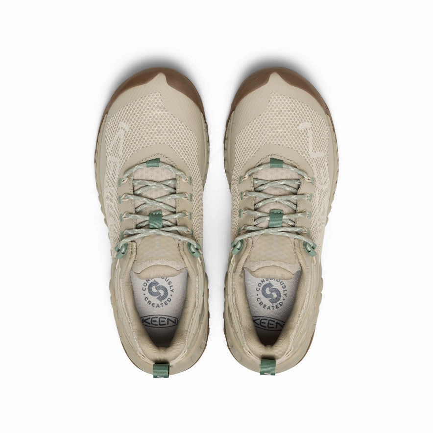Women's NXIS EVO Waterproof Shoe  |  Abbey Stone/Iceberg Green cushioned collar