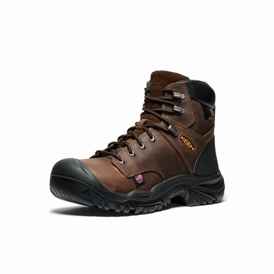 Slip Resistant Mountain Hike Snow Grip Men's Mt Vernon II 6" Waterproof Boot (Steel Toe)  |  Dark Earth/Black