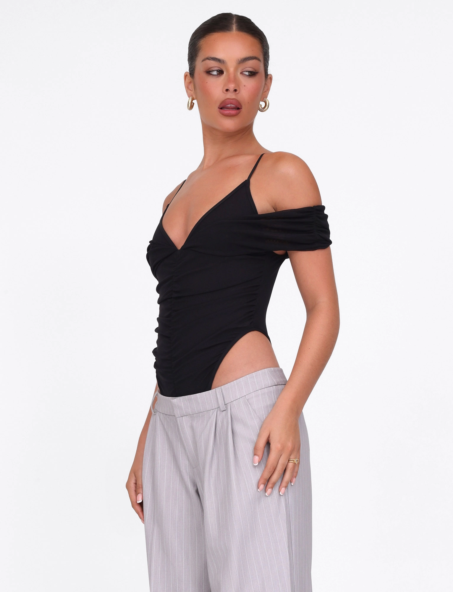 DRAYA BODYSUIT - BLACK Gentle Drape Everyday Comfort