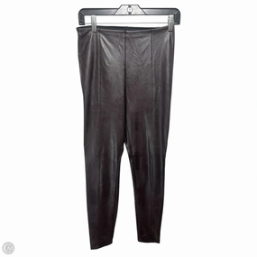 Tummy Control Panel Matte Finish Faux Leather Pants Leggings By Lysse In Brown, Size: M