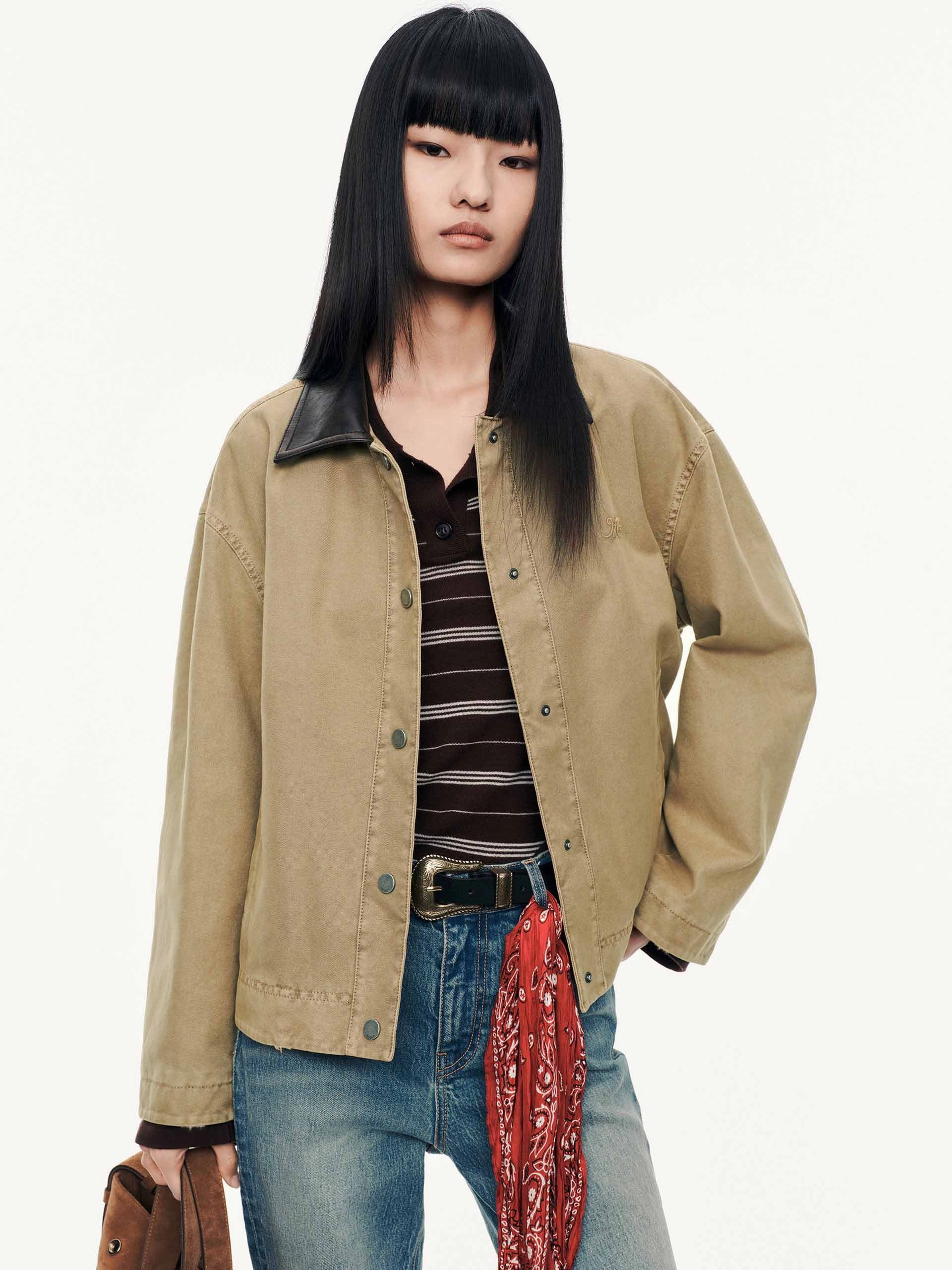 Contrast Collar Cotton Coat Layered Wind Barrier Hooded Comfort Fit