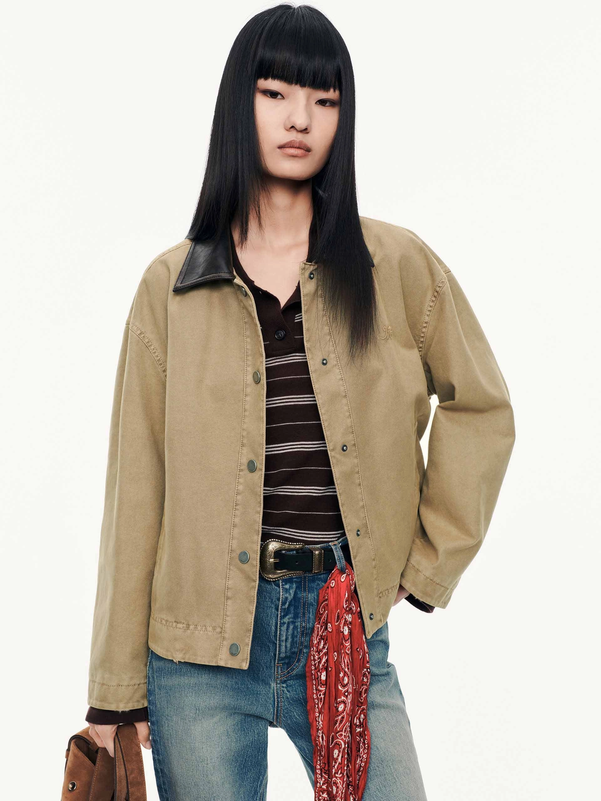 Soft Touch Texture Temperature control Contrast Collar Cotton Coat