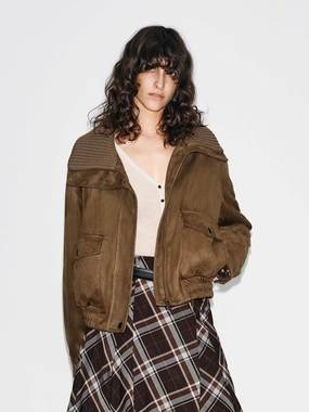 Softshell Technology Cropped Zipper Down Jacket