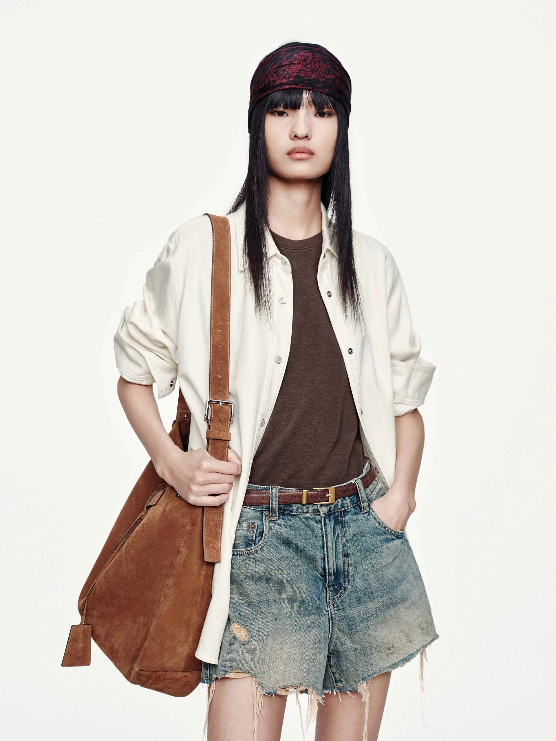 Subtle design Brunch Outfit Hotfix Rhinestone Denim Shirt
