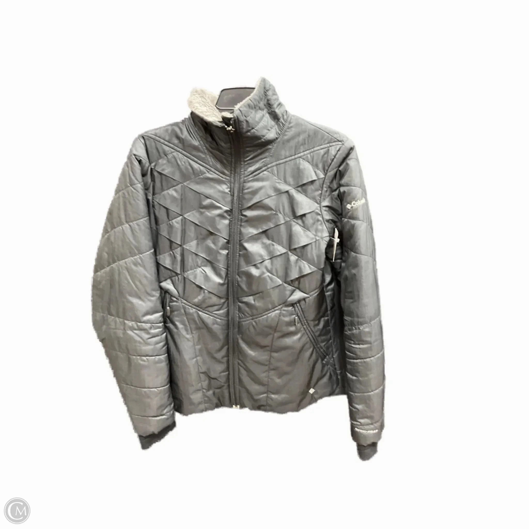 Plaid Design Coat Puffer & Quilted By Columbia In Black, Size: M