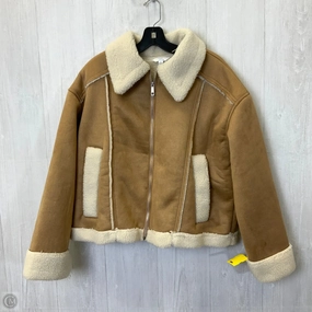 Coat Faux Fur & Sherpa By Time And Tru In Tan & White, Size: L CompressionResistant Lightweight Waterproof Jacket