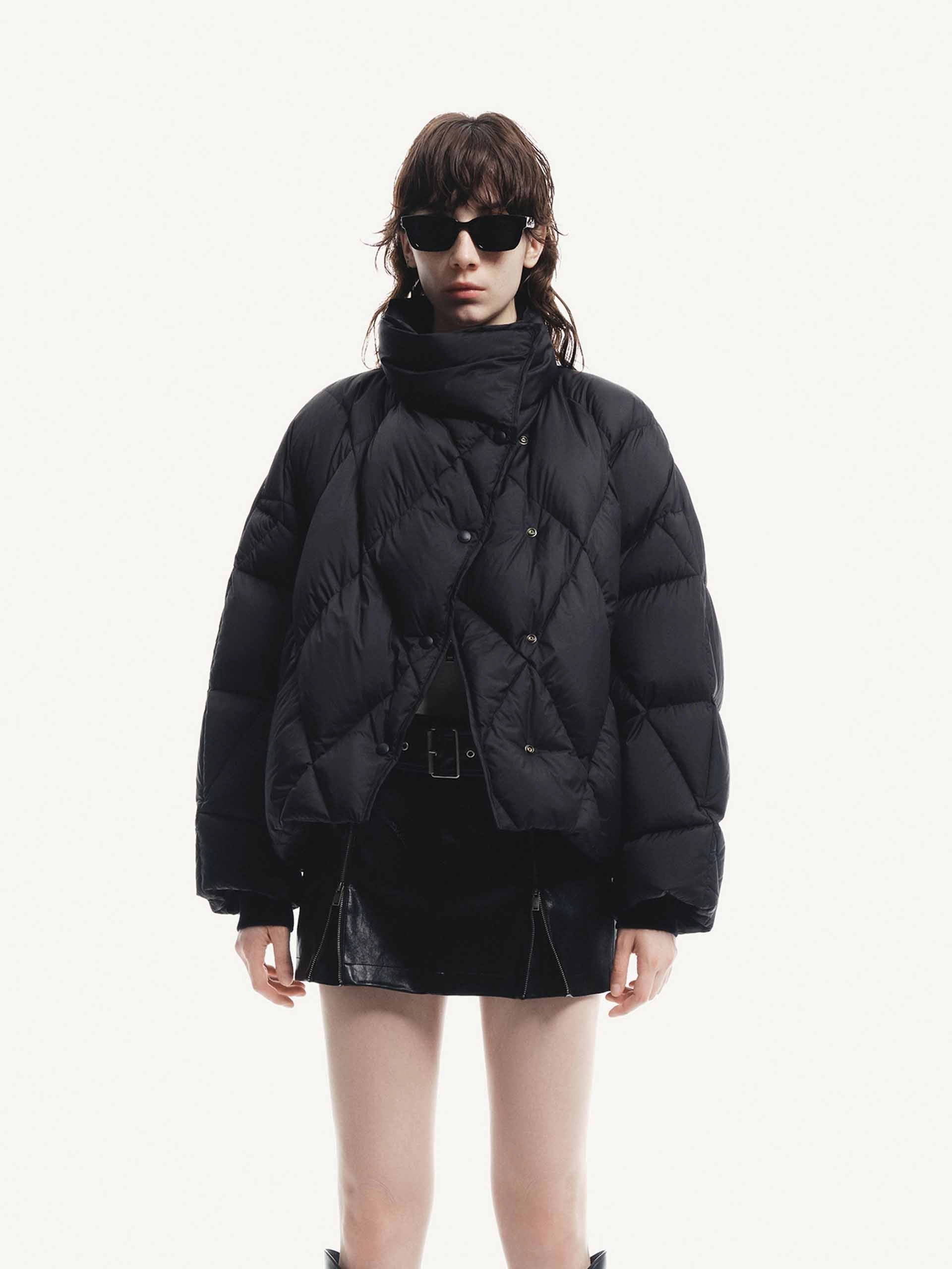 Lapel Quilted Down Jacket Non Bulky Design