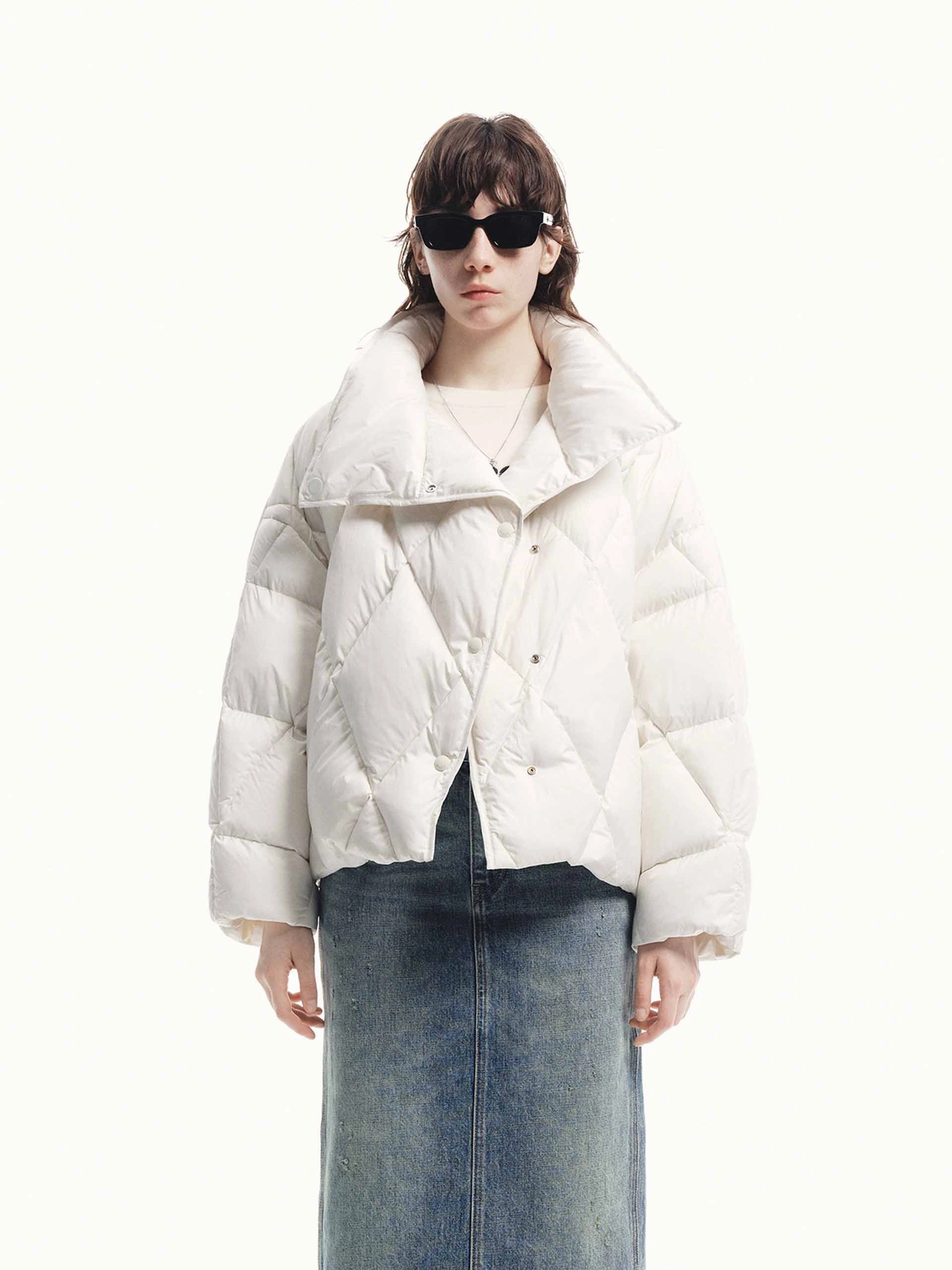 Lapel Quilted Down Jacket Softshell Material
